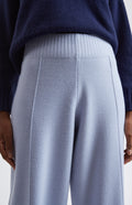 Women's Light Blue Cashmere Blend Trousers waist detail - Pringle of Scotland 
