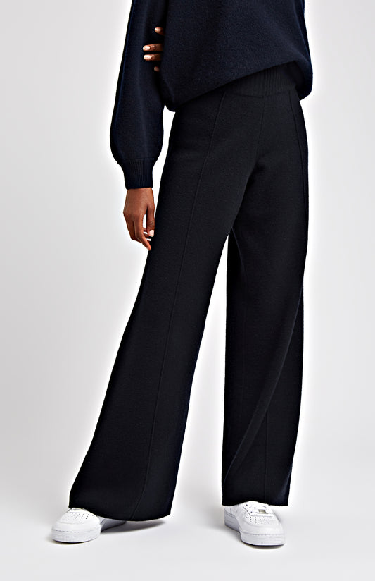 Women's Indigo Blue Cashmere Blend Trousers on model - Pringle of Scotland