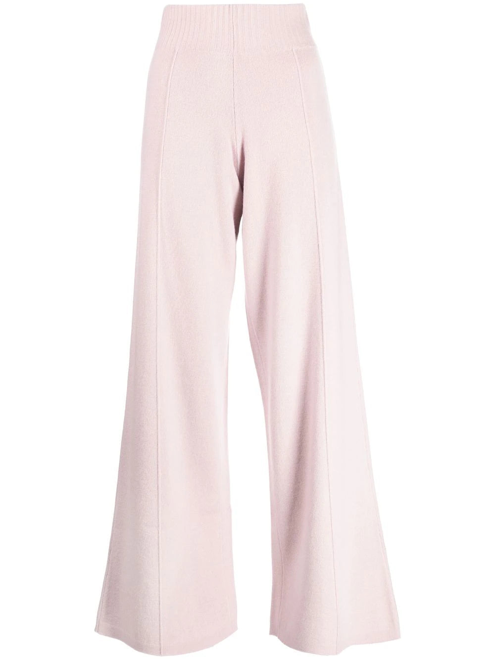 Knitted Wide Leg Cashmere Blend Trousers In Powder Pink