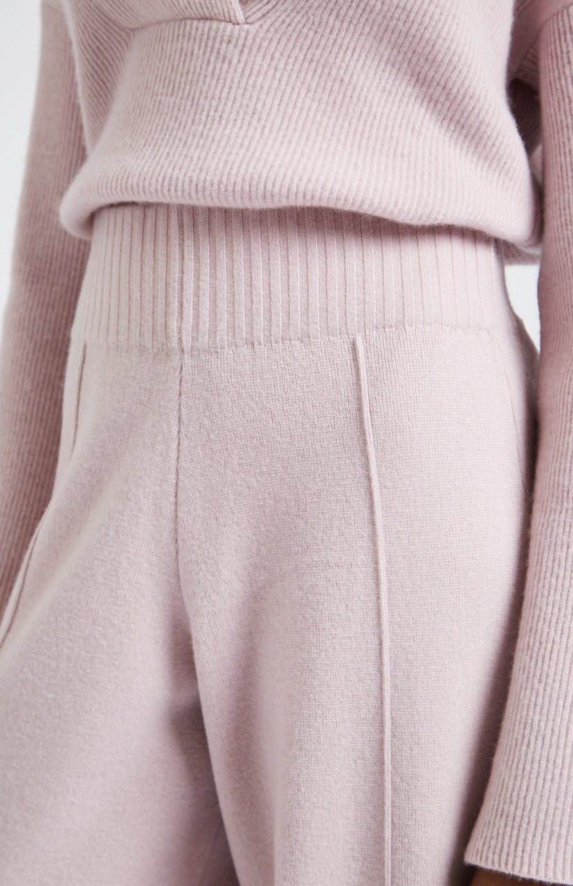 Cashmere Blend Trousers In Powder Pink waist detail- Pringle of Scotland