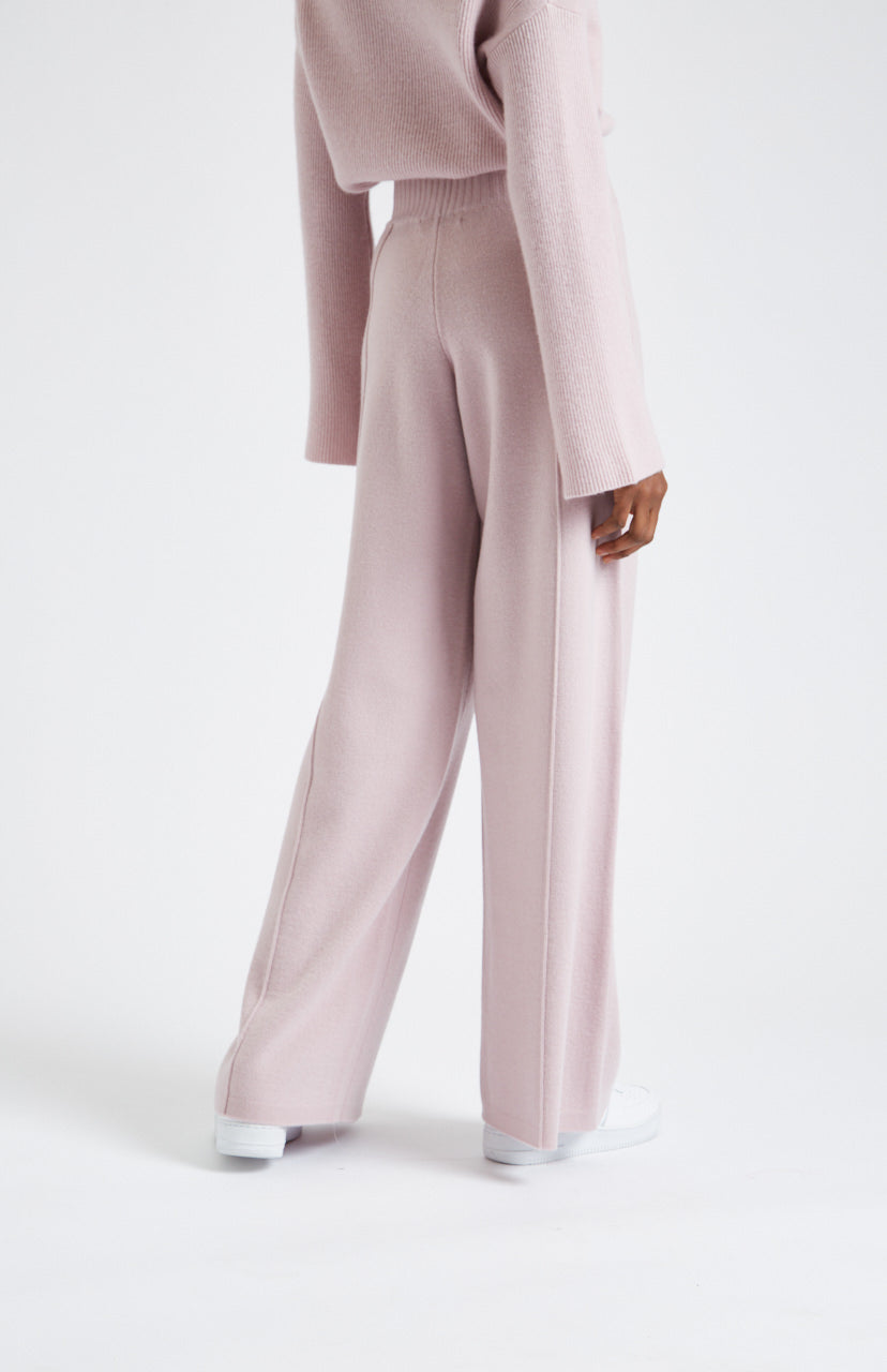 Cashmere Blend Trousers In Powder Pink rear view- Pringle of Scotland