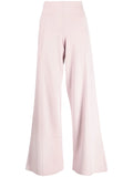 Knitted Wide Leg Cashmere Blend Trousers In Powder Pink