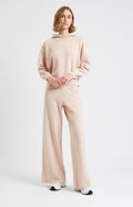 Pringle of Scotland Women's Cashmere Blend Trousers In Pink Champagne on model full length