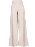 Knitted Wide Leg Cashmere Blend Trousers In Stone Melange