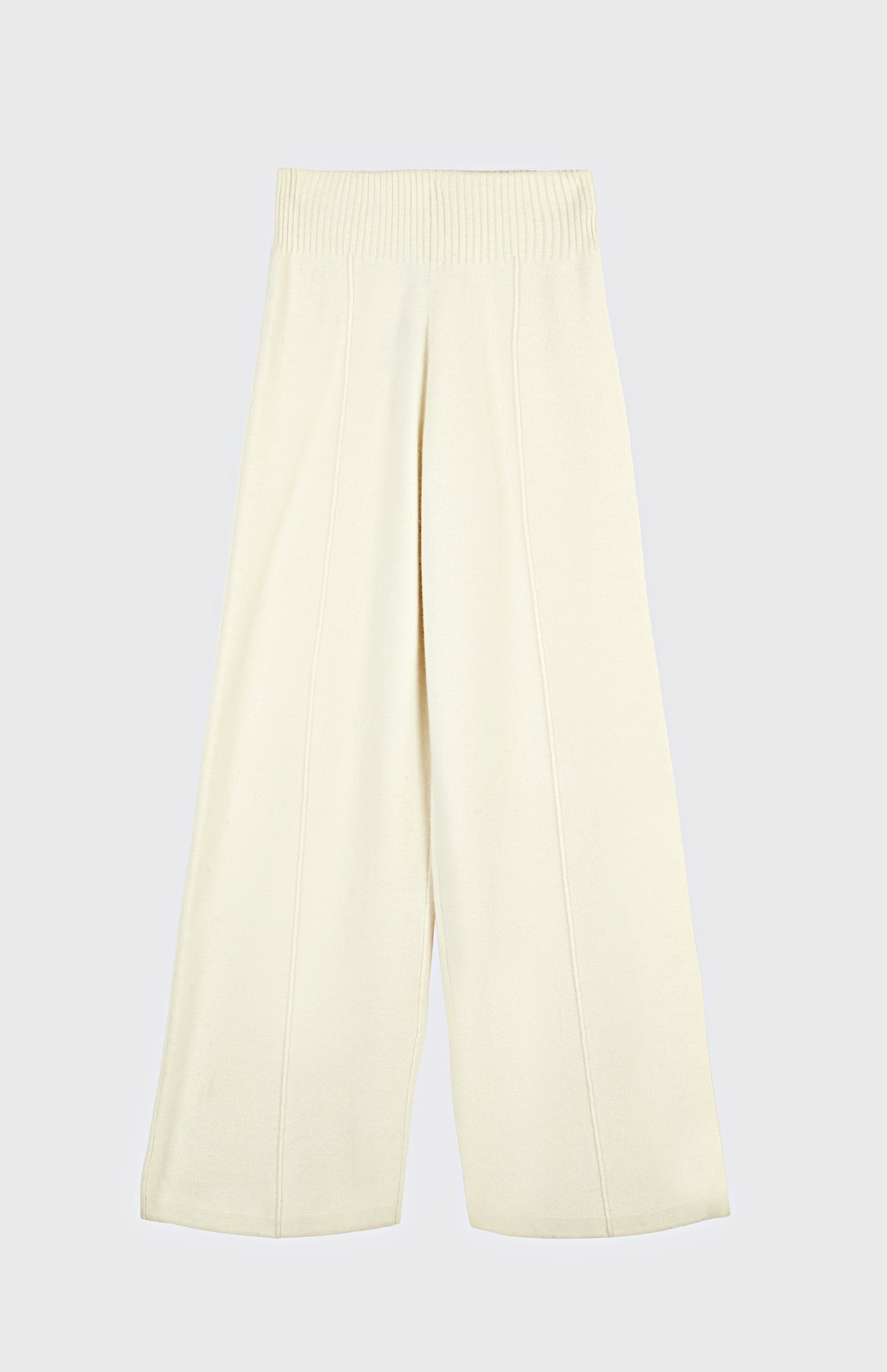 Women's Knitted Wide Leg Trousers In Cream flat shot - Pringle of Scotland