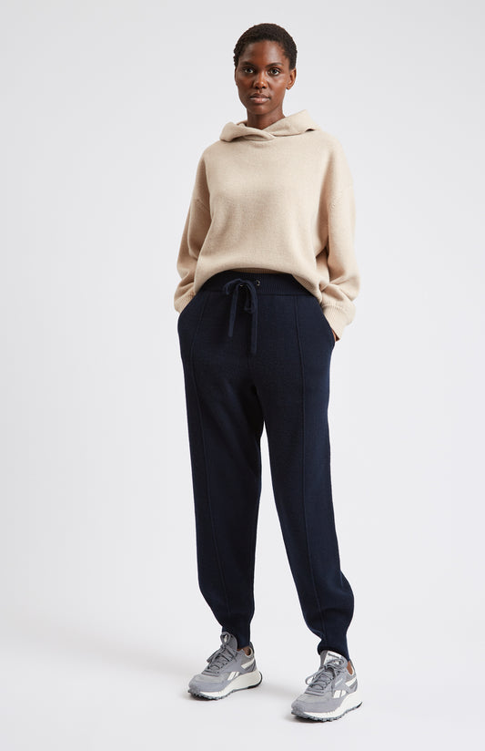 Women's Indigo Cashmere Blend Joggers on model - Pringle of Scotland