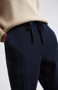 Women's Indigo Cashmere Blend Joggers waist detail - Pringle of Scotland
