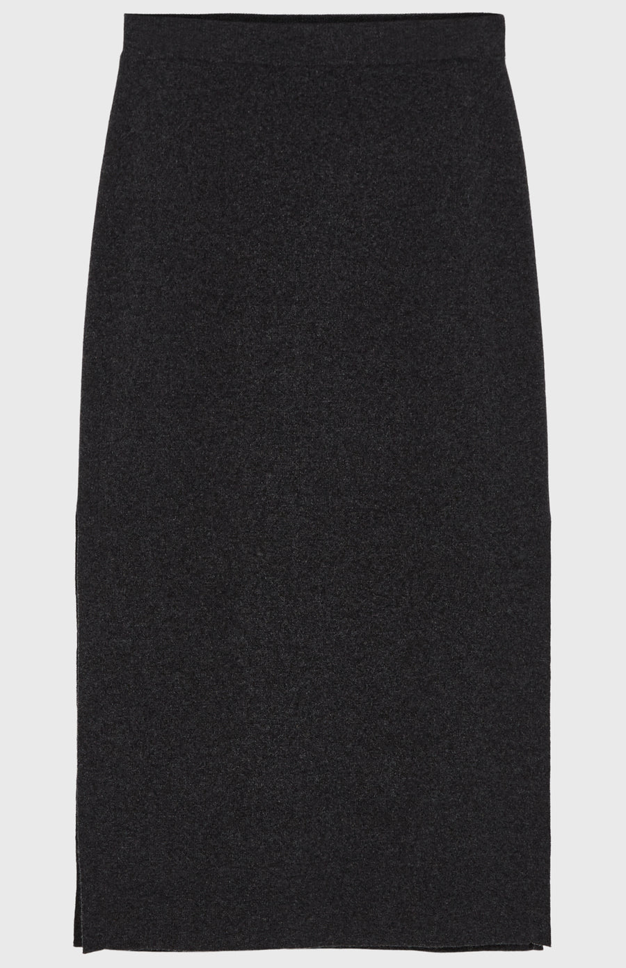 Long Relaxed Fit Wool Cashmere Skirt In Charcoal flat shot - Pringle of Scotland