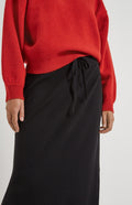 Drawstring Merino Skirt in Black waist detail - Pringle of Scotland