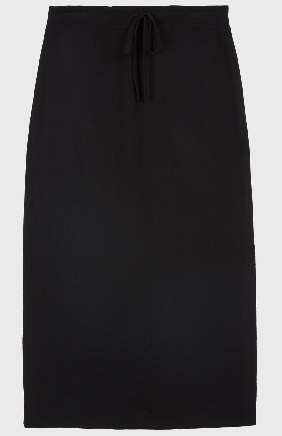 Drawstring Merino Skirt in Black flat shot - Pringle of Scotland
