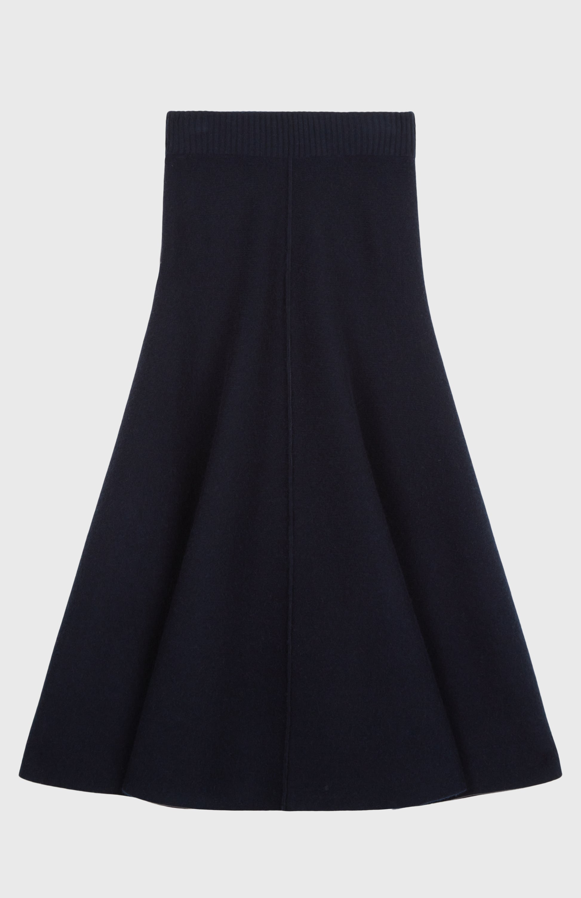 Women's Navy Cashmere Blend Midi Skirt Flat Shot - Pringle of Scotland