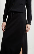 Long Merino Skirt in Black waist detail - Pringle of Scotland