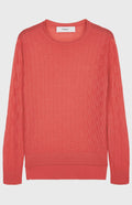 Knitted 3D Check Jumper In Coral flat shot - Pringle of Scotland