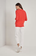 Knitted 3D Check Jumper In Coral rear view- Pringle of Scotland