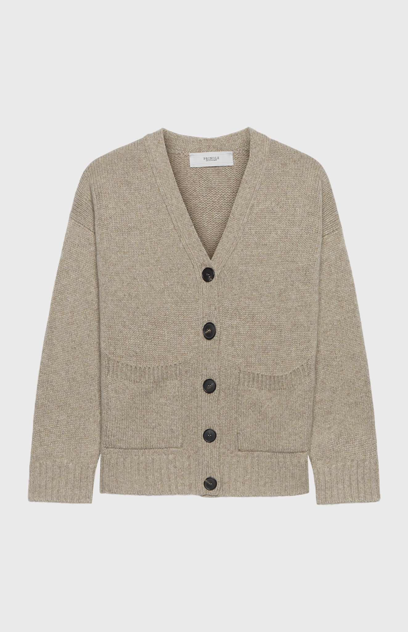 Pringle of Scotland | Cosy Cashmere Cardigan In Taupe Flat shot