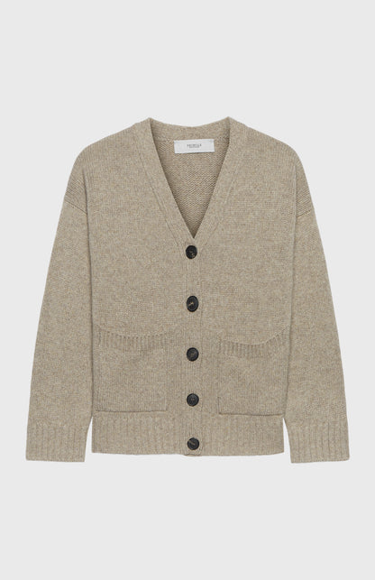 Pringle of Scotland | Cosy Cashmere Cardigan In Taupe Flat shot