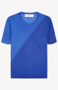 Women's Merino Silk T shirt In Bright Blue flat shot - Pringle of Scotland