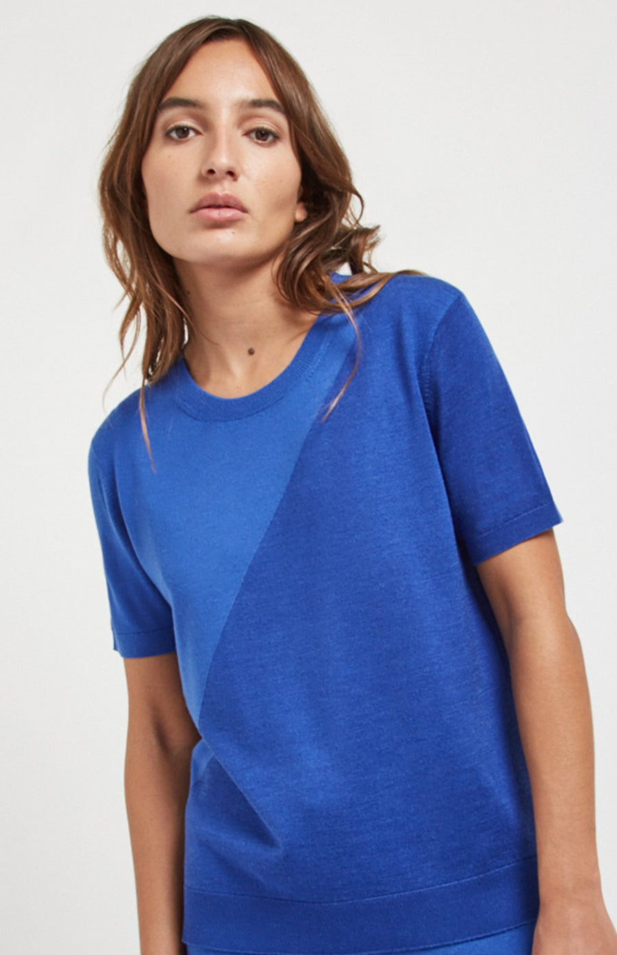 Women's Merino Silk T shirt In Bright Blue - Pringle of Scotland