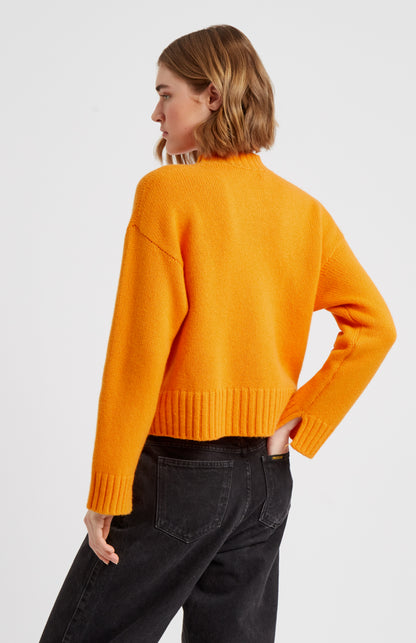 Women's V Neck Chunky Cashmere Jumper In Orange