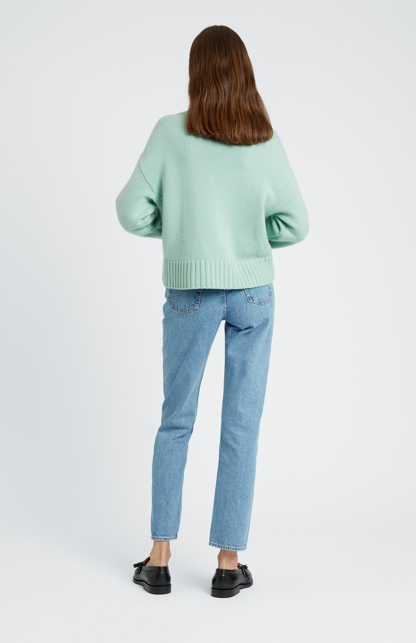 Women's V Neck Chunky Cashmere Jumper In Mint