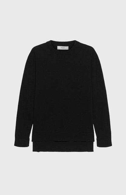 Round Neck Cashmere Jumper In Black