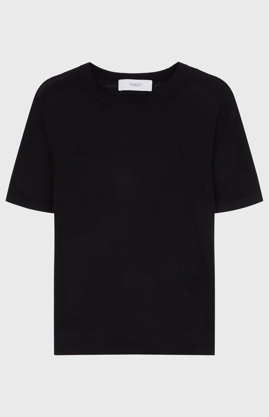 Women's Merino T Shirt In Black flat shot - Pringle of Scotland