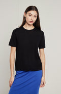 Women's Merino T Shirt In Black on model - Pringle of Scotland
