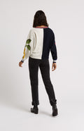 Intarsia Fruit Cropped Cashmere Blend Jumper In Navy rear view - Pringle of Scotland