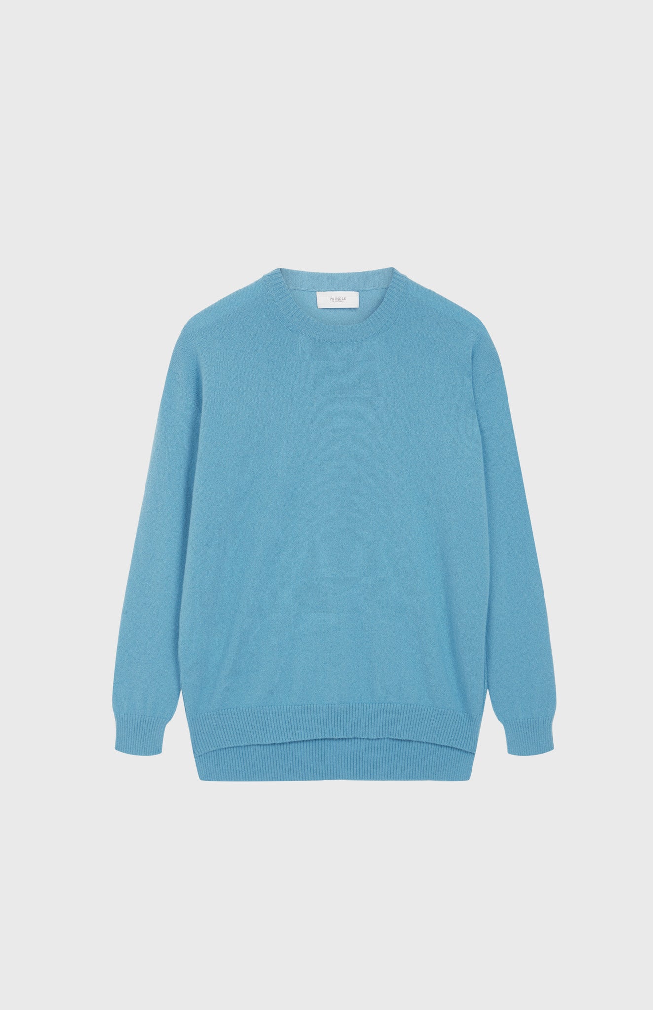 Round Neck Cashmere Jumper In Blue Smoke flat shot - Pringle of Scotland