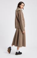 Pringle of Scotland | Cashmere Blend Zip Jumper  In Fawn Back View