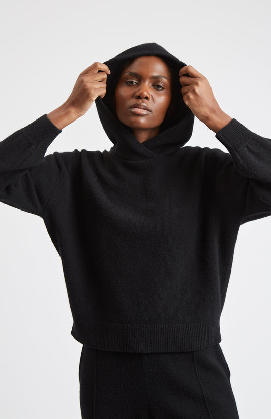 Women's Black Cashmere Blend Hoodie - Pringle of Scotland