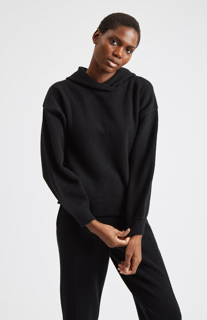 Women's Cashmere Blend Hoodie In Black