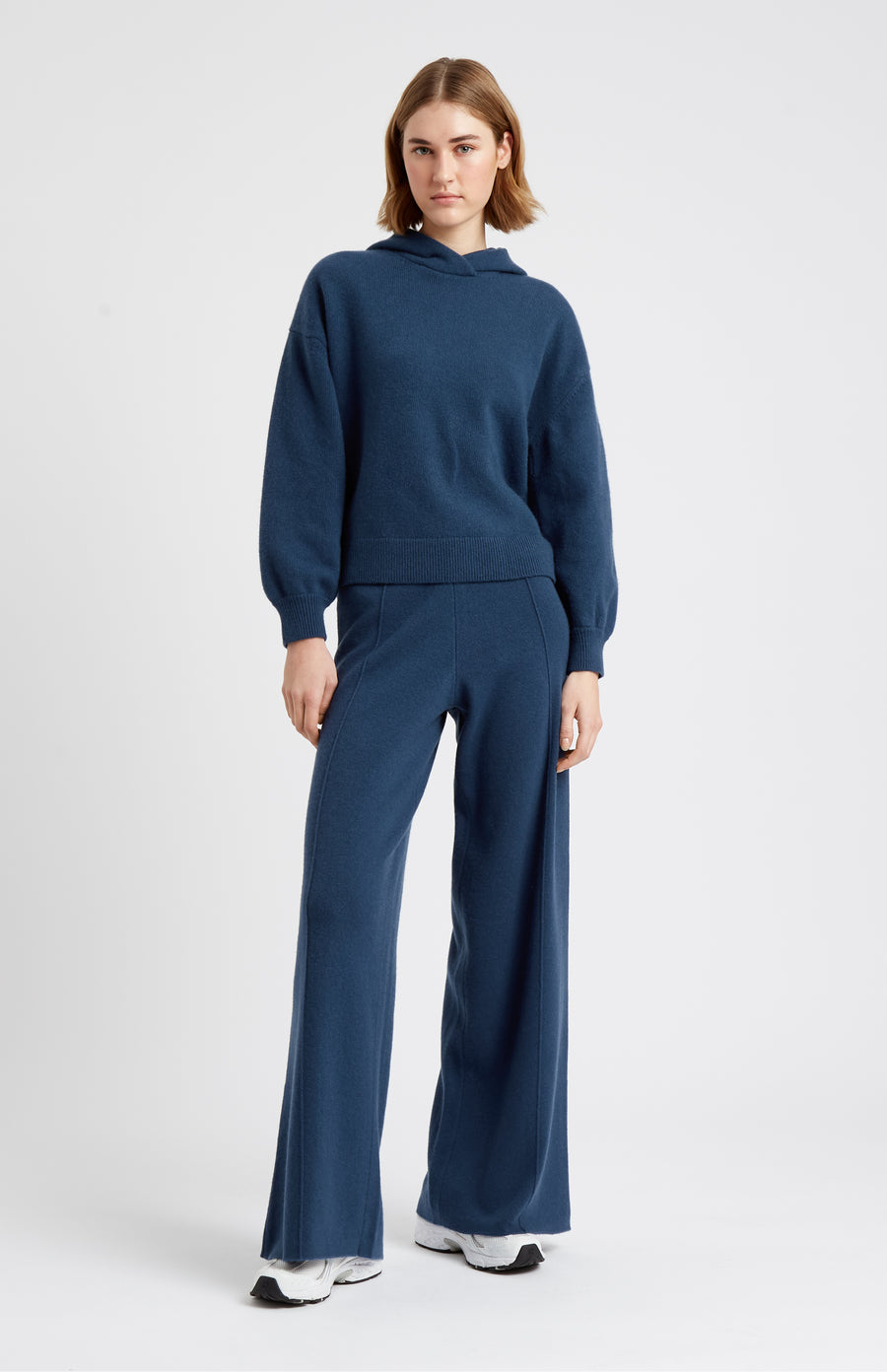 Pringle of Scotland Women's Cashmere Blend Hoodie In Night Sky with matching wide leg trouser