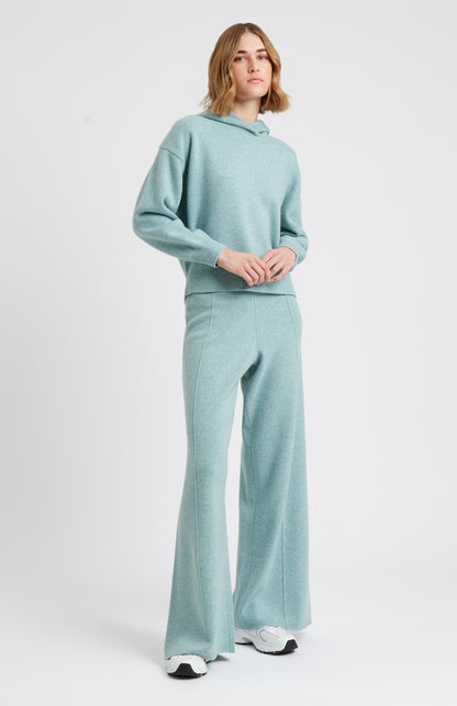 Pringle of Scotland Women's Cashmere Blend Trousers In Aqua Melange on model