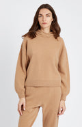 Pringle of Scotland Women's Cashmere Blend Hoodie In Sand on model
