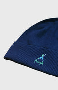 Pringle of Scotland Geometric George Embroidered Cashmere Blend Beanie In Navy embroidery detail