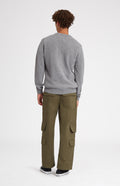 Round Neck Lambswool Blend Golf Jumper In Grey Marl rear view - Pringle of Scotland